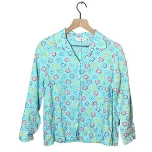 Fresh Produce Women’s Flower Print Linen Blouse Size Small